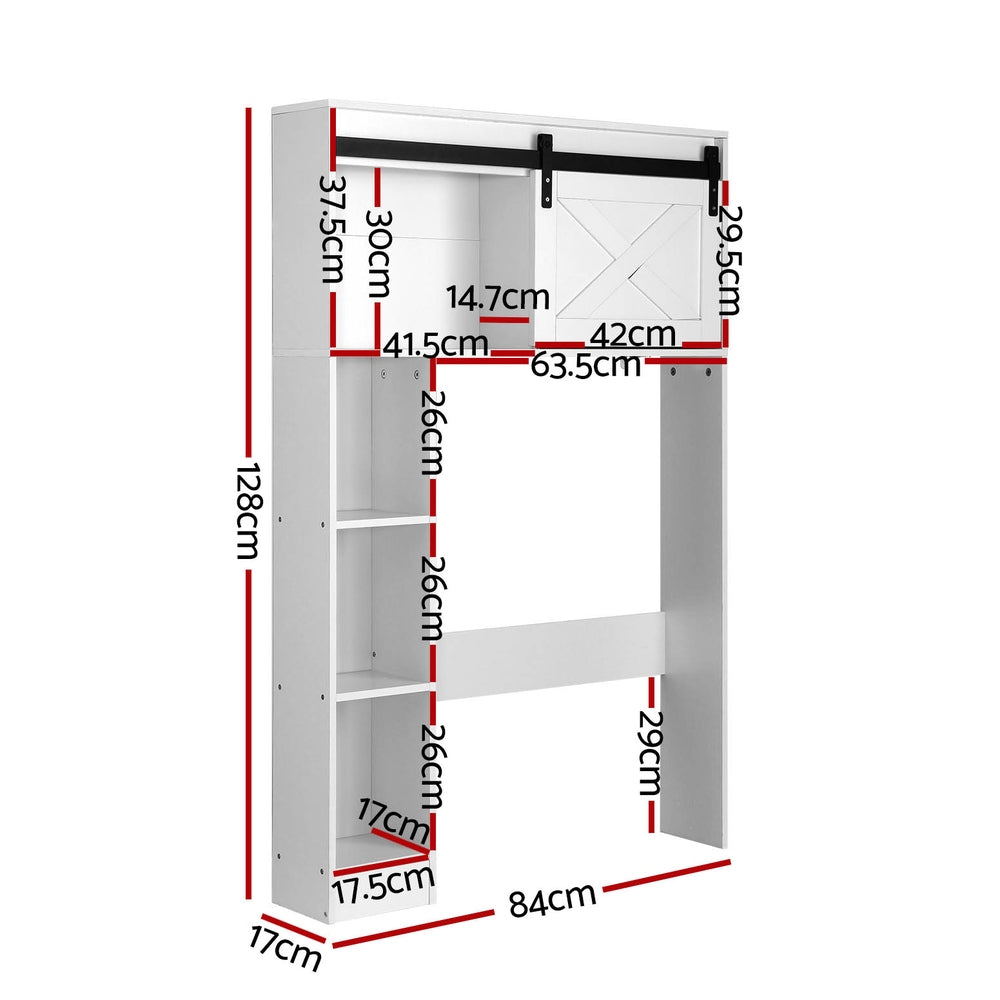 Bathroom Toilet Cabinet Storage Organizer Shelf 128cm - White - Homecoze