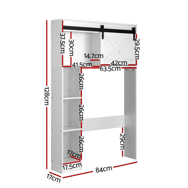 Bathroom Toilet Cabinet Storage Organizer Shelf 128cm - White