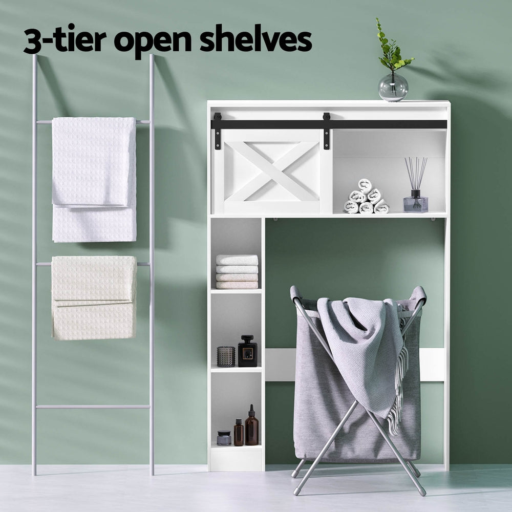Bathroom Toilet Cabinet Storage Organizer Shelf 128cm - White - Homecoze