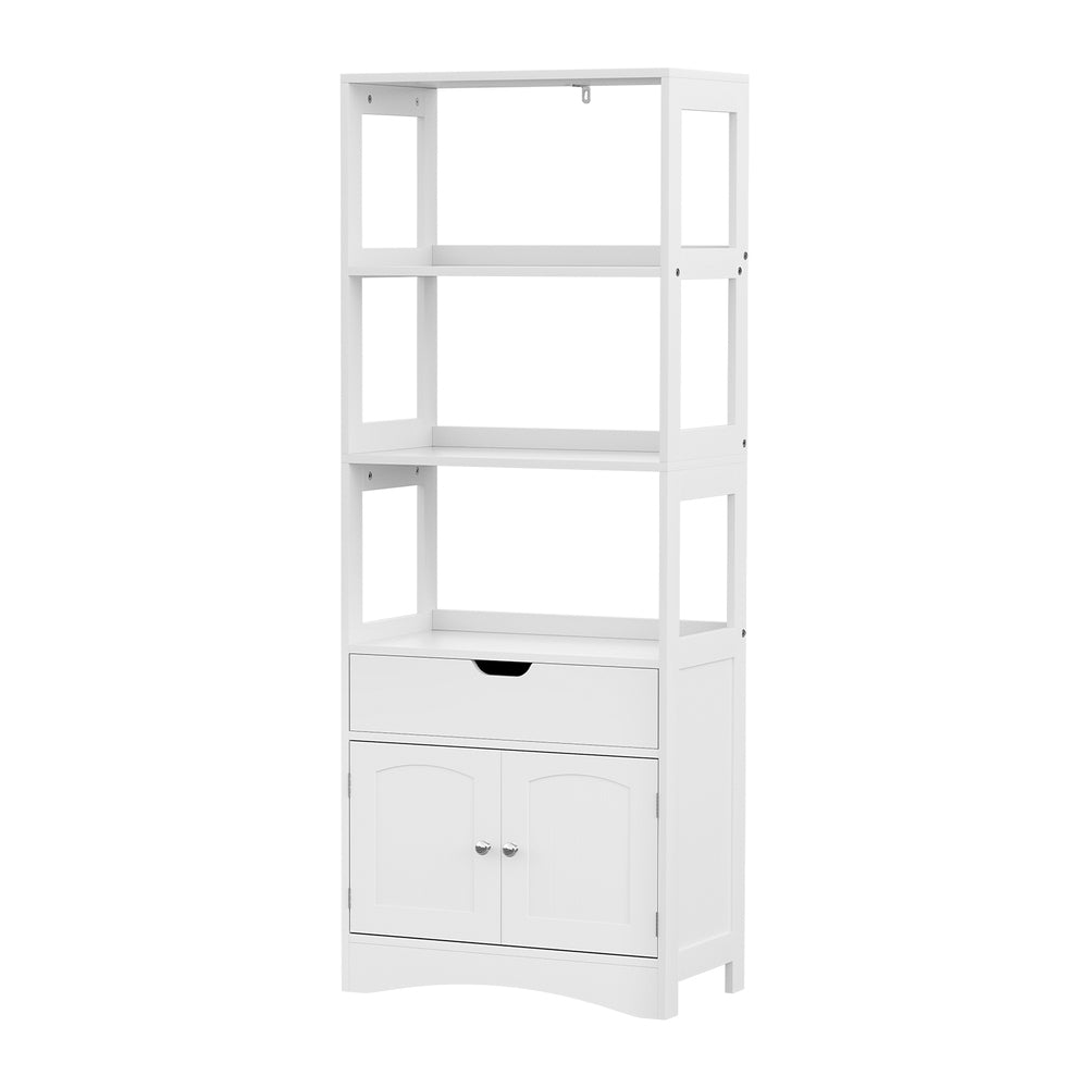 Artiss Bathroom Floor Storage Cabinet with 2 Drawers 3 Open Shelves 2 Doors White - Homecoze