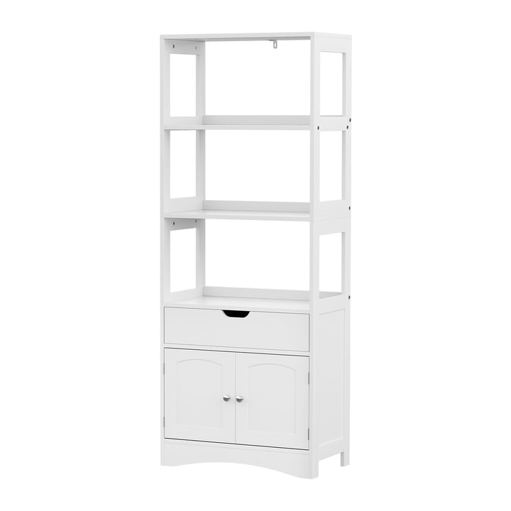 Artiss Bathroom Floor Storage Cabinet with 2 Drawers 3 Open Shelves 2 Doors White - Homecoze