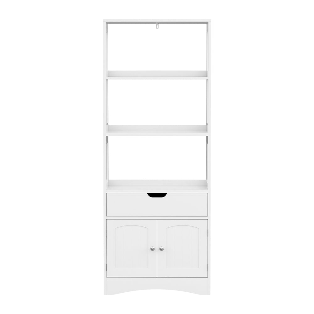 Artiss Bathroom Floor Storage Cabinet with 2 Drawers 3 Open Shelves 2 Doors White - Homecoze