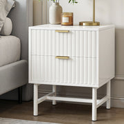 Scarlett Reeded Bedside Table 2 Drawer – White