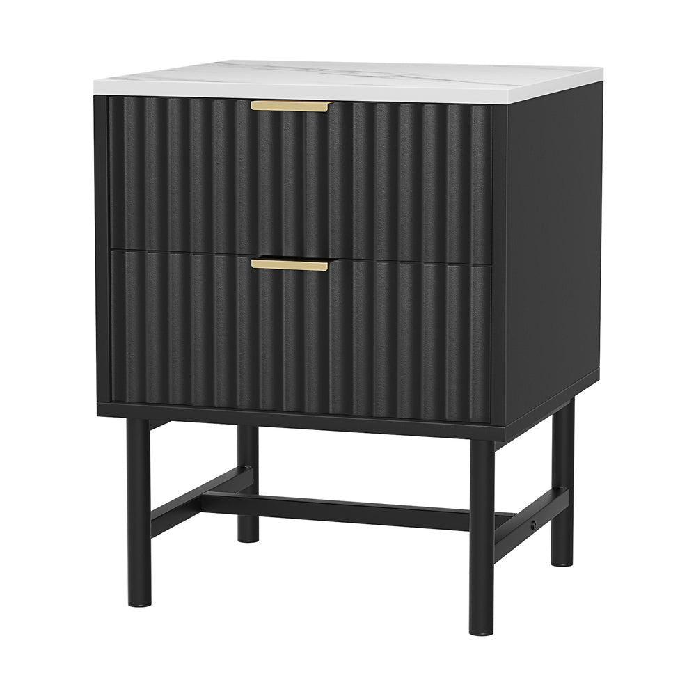 Artiss Bedside Table 2 Drawers - Black - Homecoze