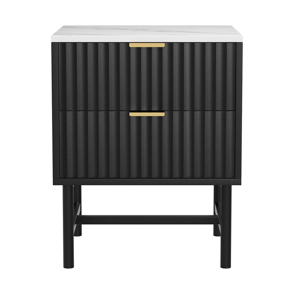 Artiss Bedside Table 2 Drawers - Black - Homecoze
