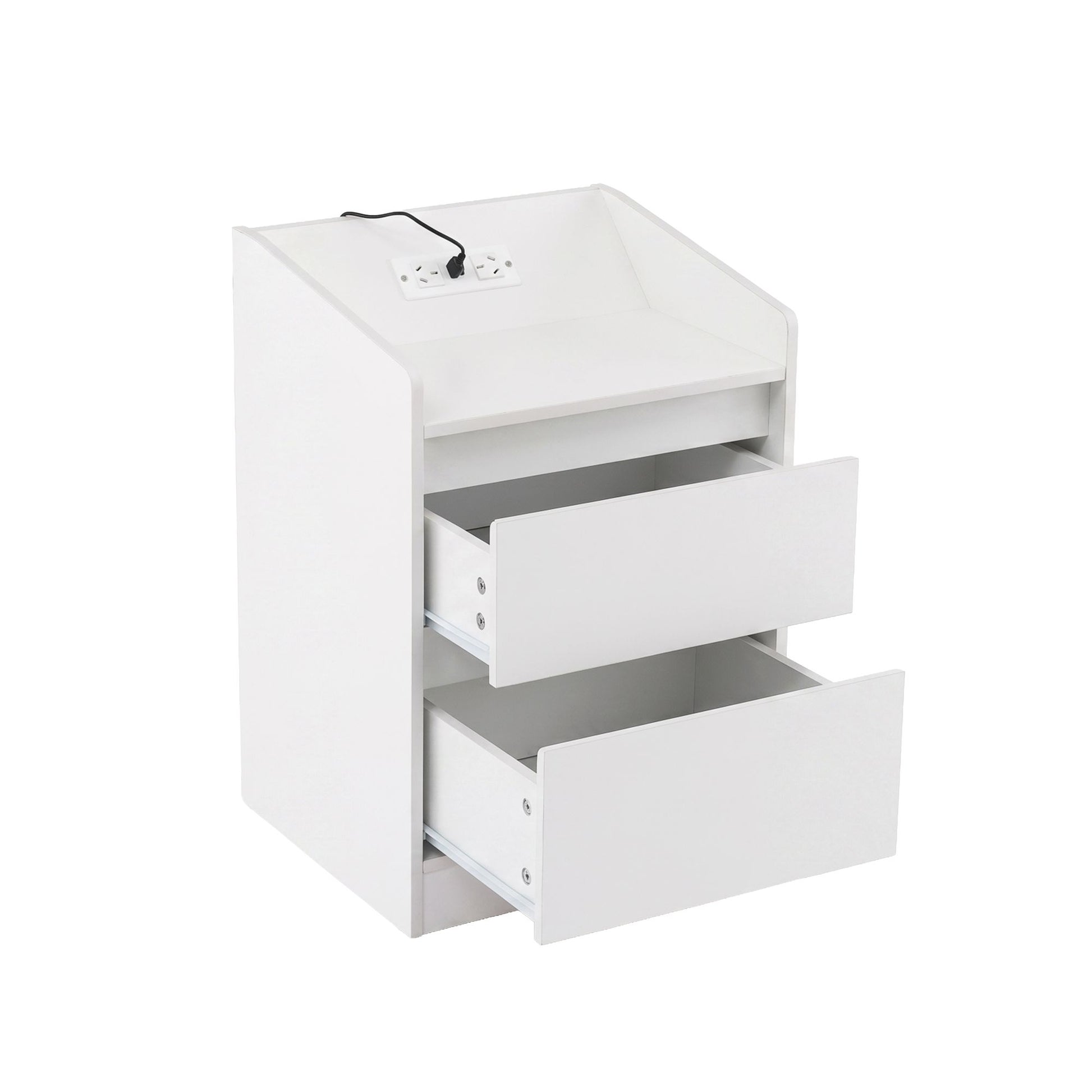 Artiss Bedside Table Nightstand with Charging Station 2 Drawers LED White - Homecoze