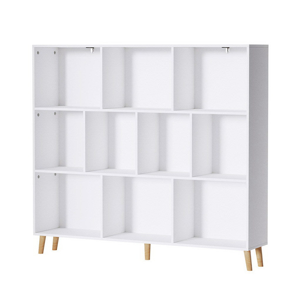 3-Tier Lowset Display Bookshelf 10 Cubes - White