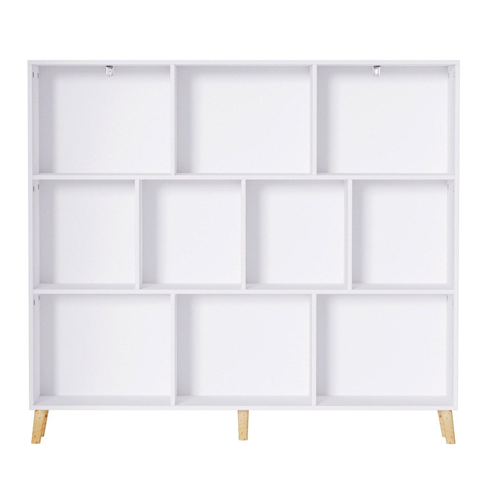 3-Tier Lowset Display Bookshelf 10 Cubes - White - Homecoze