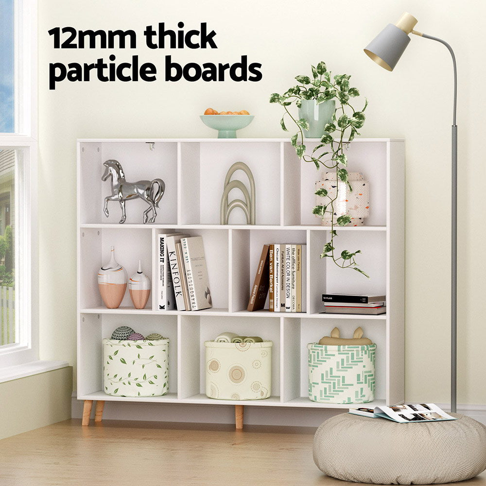 3-Tier Lowset Display Bookshelf 10 Cubes - White - Homecoze