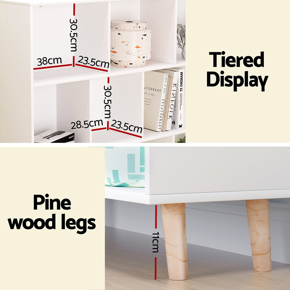 3-Tier Lowset Display Bookshelf 10 Cubes - White - Homecoze