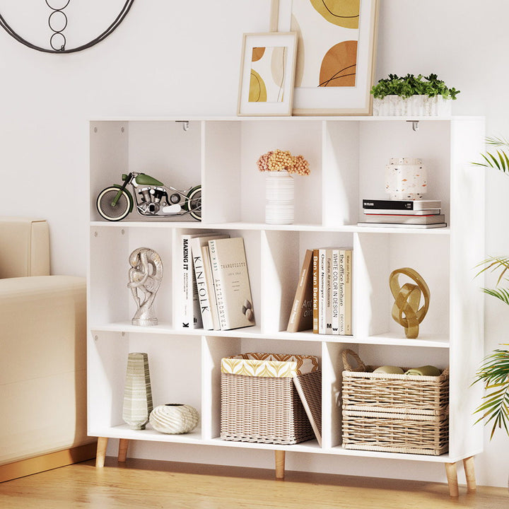 3-Tier Lowset Display Bookshelf 10 Cubes - White