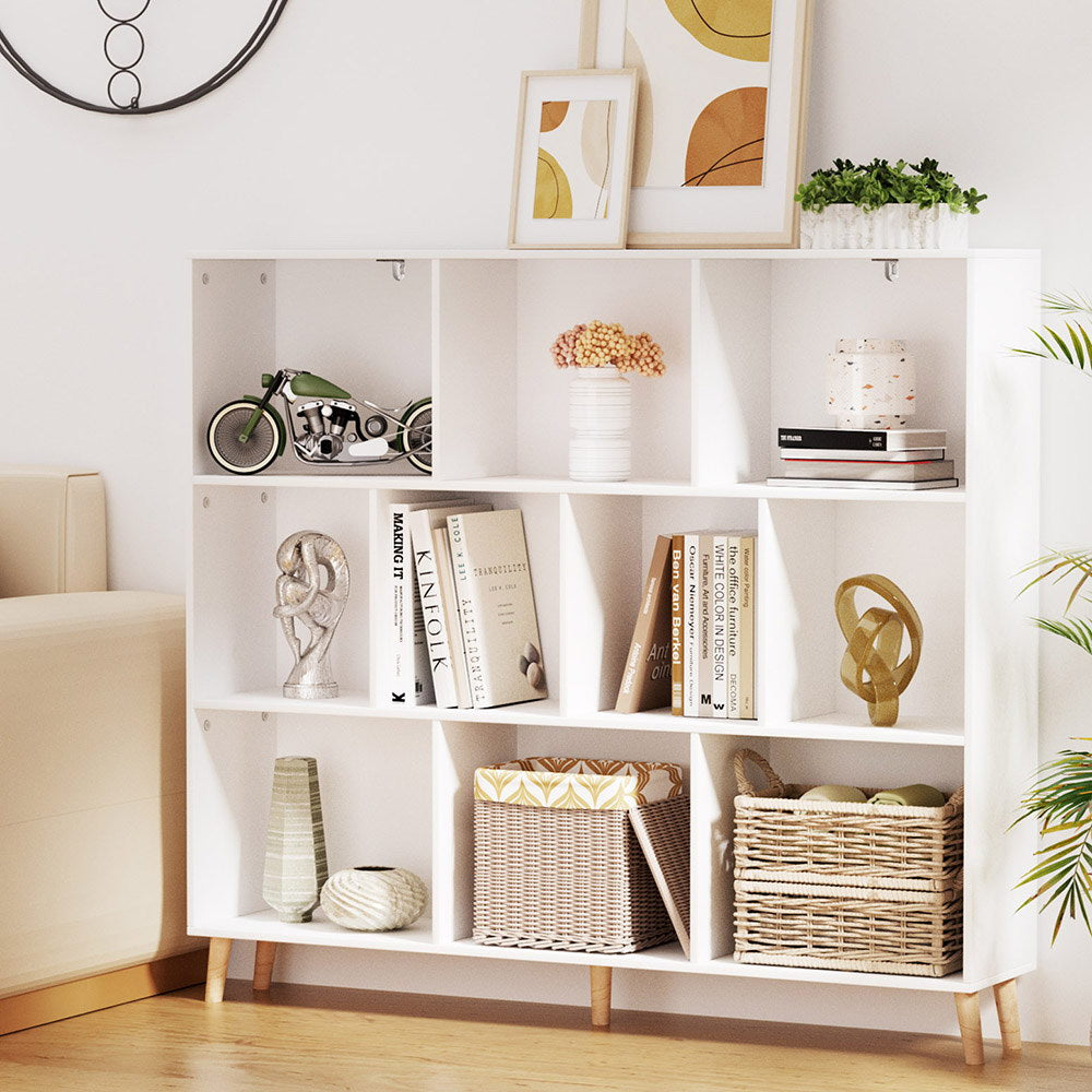 3-Tier Lowset Display Bookshelf 10 Cubes - White - Homecoze