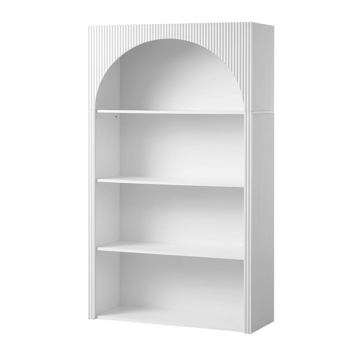 4-Tier Arched Fluted Bookshelf 170cm – White