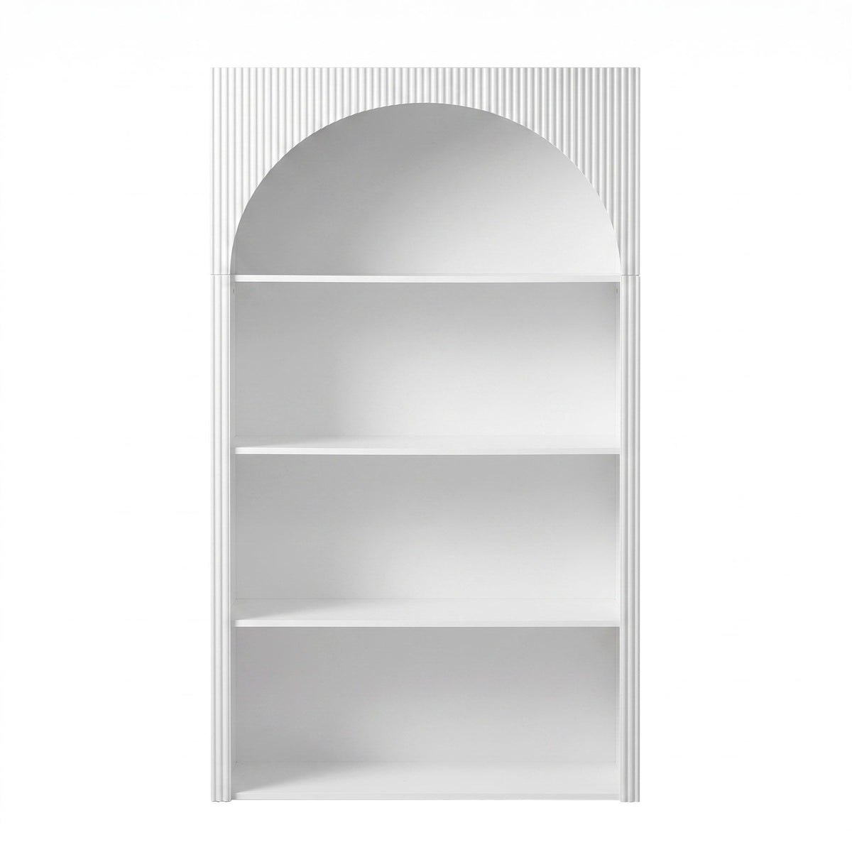 4-Tier Arched Fluted Bookshelf 170cm – White