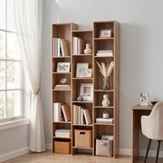 21-Compartment Adjustable Bookshelf 181cm – Natural