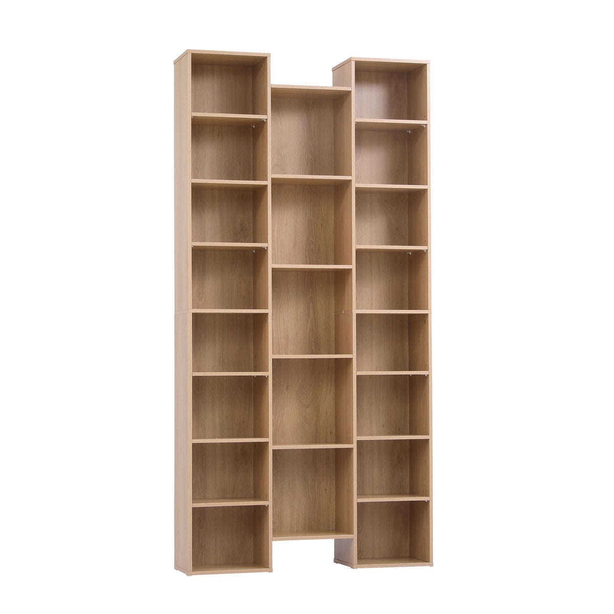 21-Compartment Adjustable Bookshelf 181cm – Natural