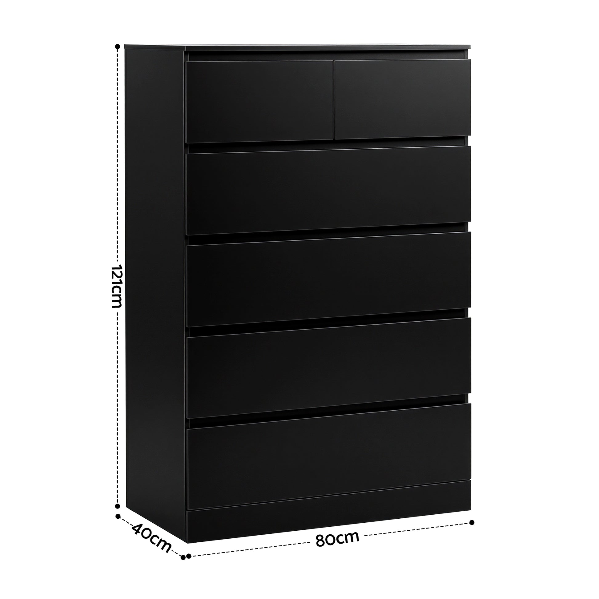 Artiss 6 Chest of Drawers Tallboy PEPE Black - Homecoze