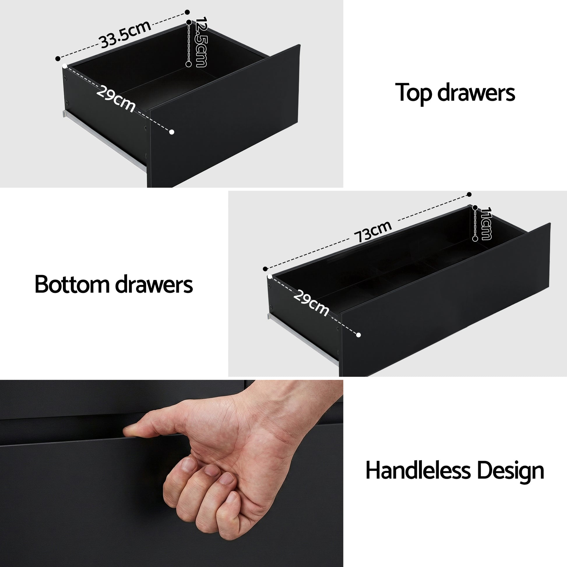 Artiss 6 Chest of Drawers Tallboy PEPE Black - Homecoze
