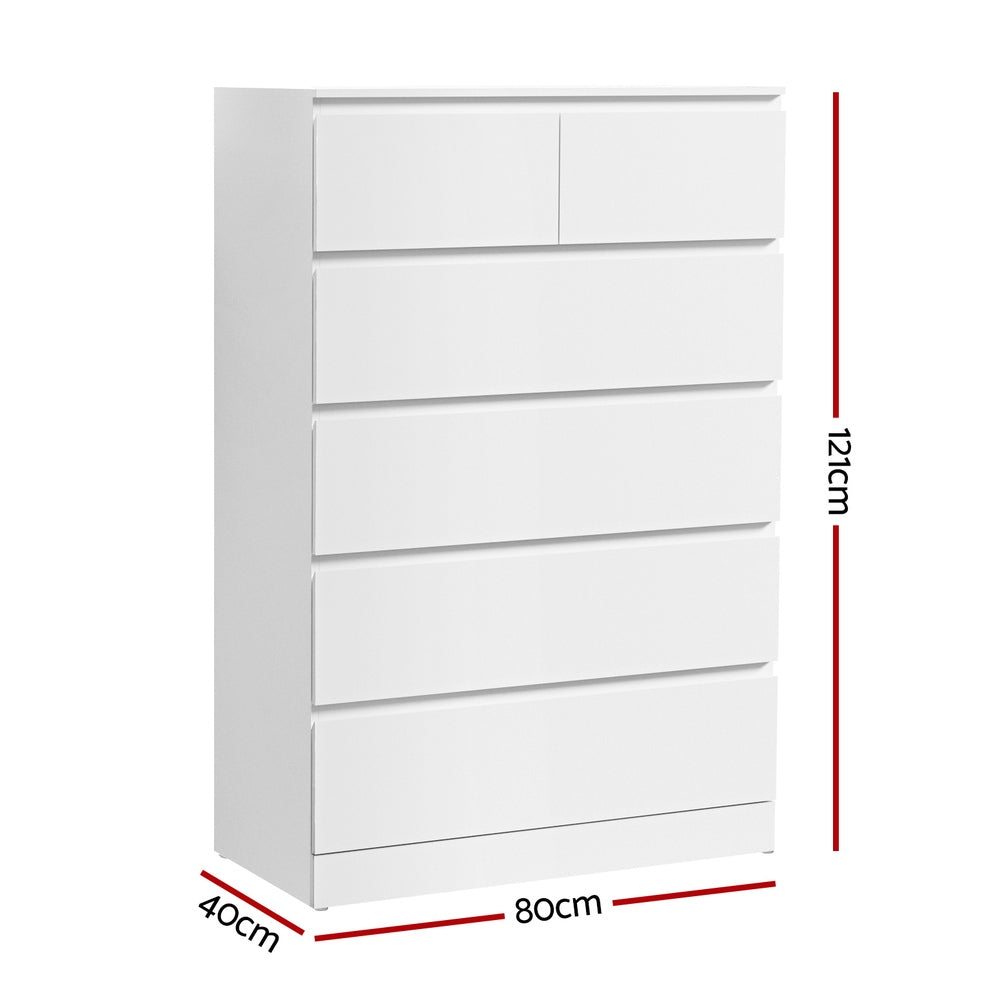 Artiss 6 Chest of Drawers - PEPE White - Homecoze