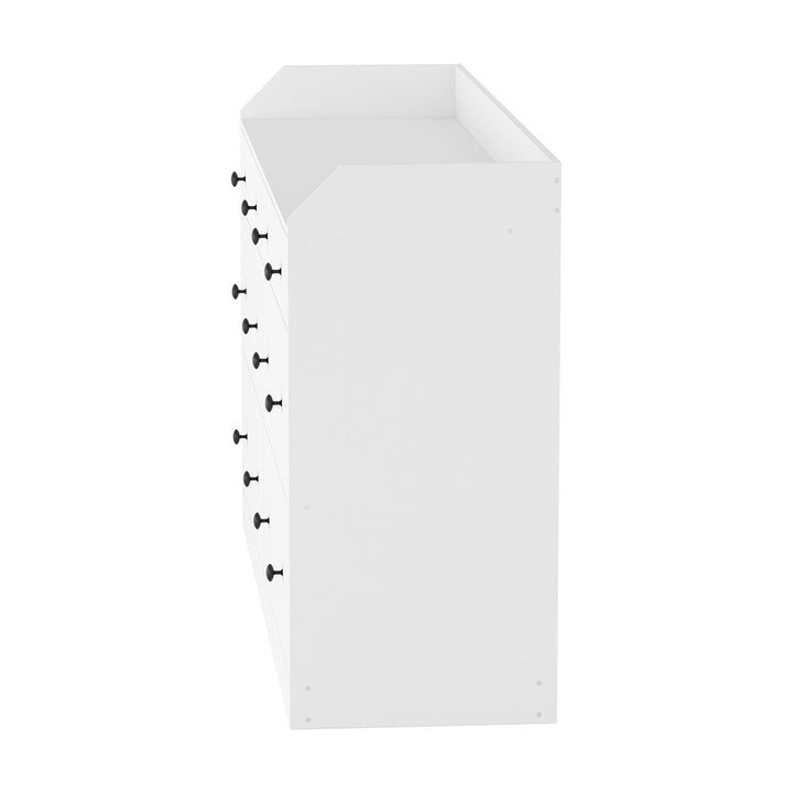 6-Drawer Lowboy Chest of Drawers with Top Shelf - White