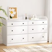6-Drawer Lowboy Chest of Drawers with Top Shelf - White - Homecoze