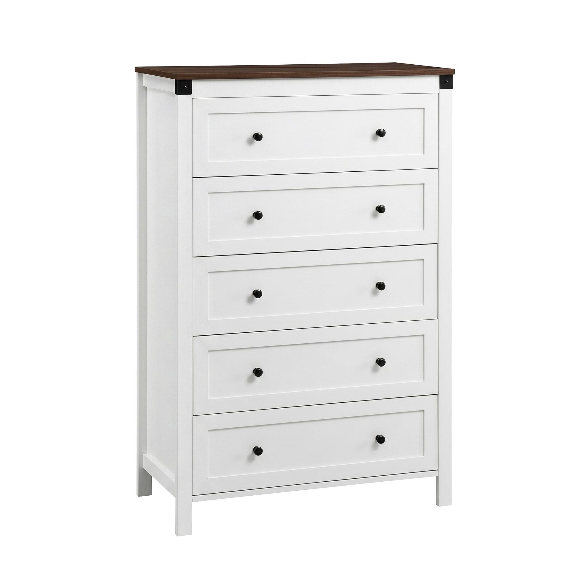 Artiss 5 Chest of Drawers Storage Tallboy White & Walnut - Homecoze