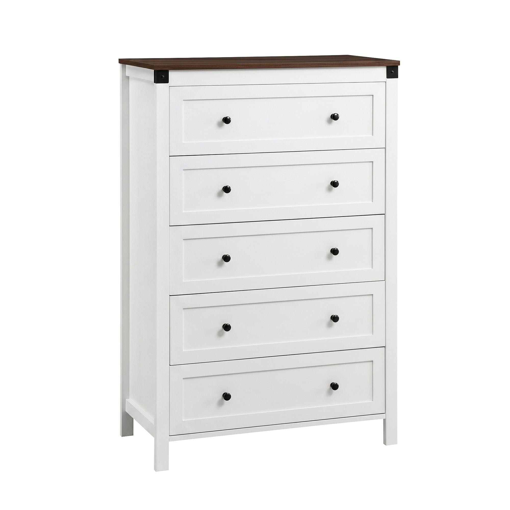 Artiss 5 Chest of Drawers Storage Tallboy White & Walnut - Homecoze