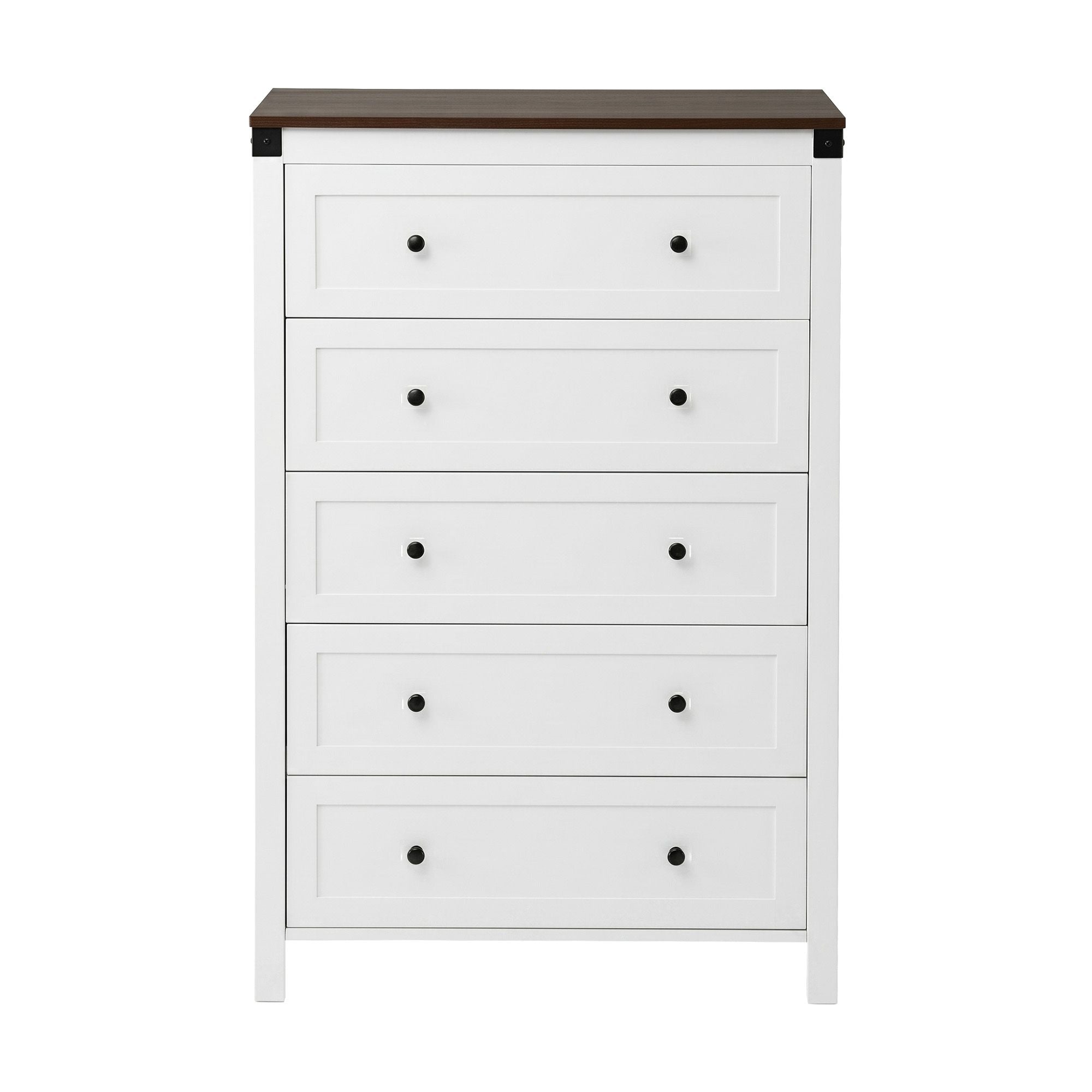 Artiss 5 Chest of Drawers Storage Tallboy White & Walnut - Homecoze