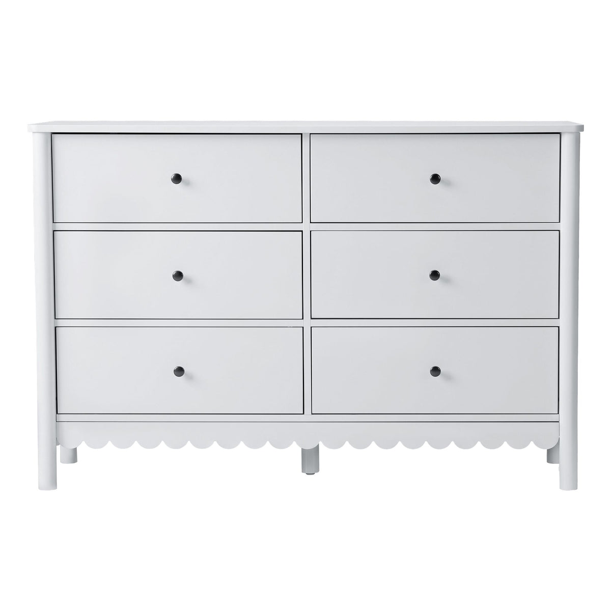 Delphine Scalloped Dresser Chest of Drawers - White