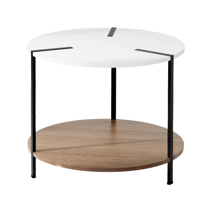 Modern Round Two Tone Coffee Table - White & Pine