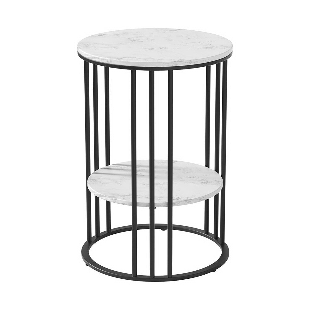 Artiss Coffee Table 2-Tier Round Marble Effect - Homecoze