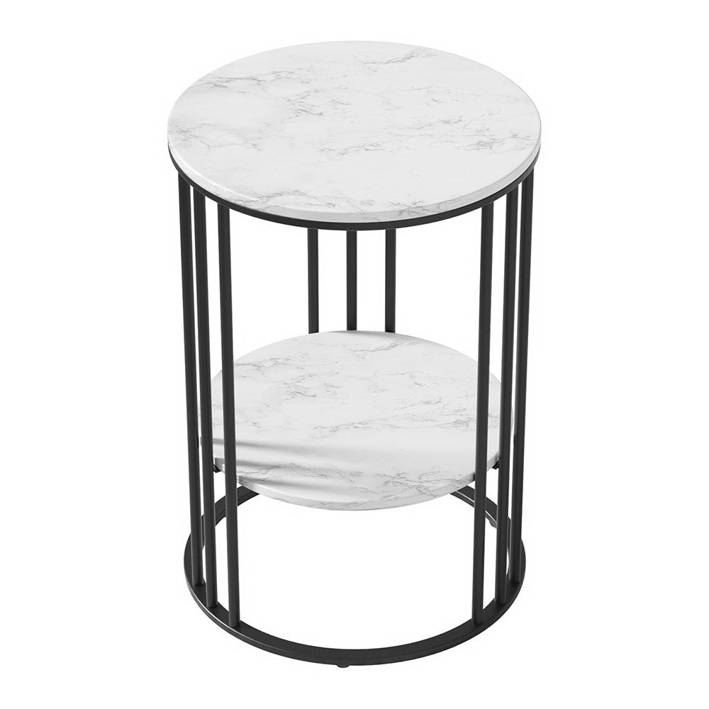 Artiss Coffee Table 2-Tier Round Marble Effect - Homecoze