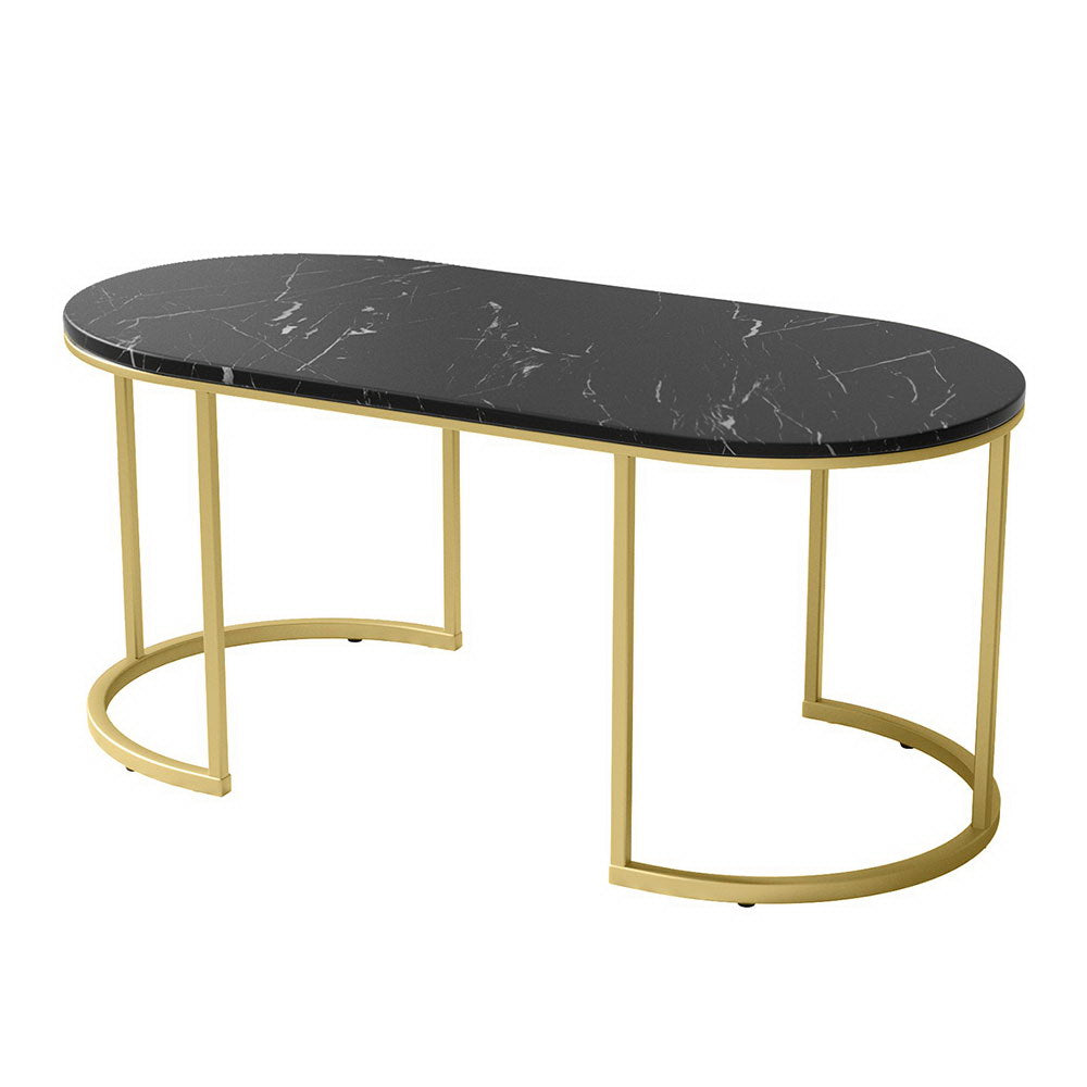 Marble Effect Coffee Table - Black & Gold - Homecoze