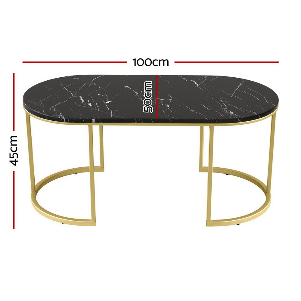 Marble Effect Coffee Table - Black & Gold