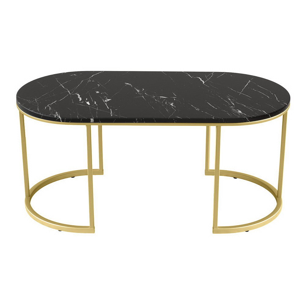 Marble Effect Coffee Table - Black & Gold - Homecoze