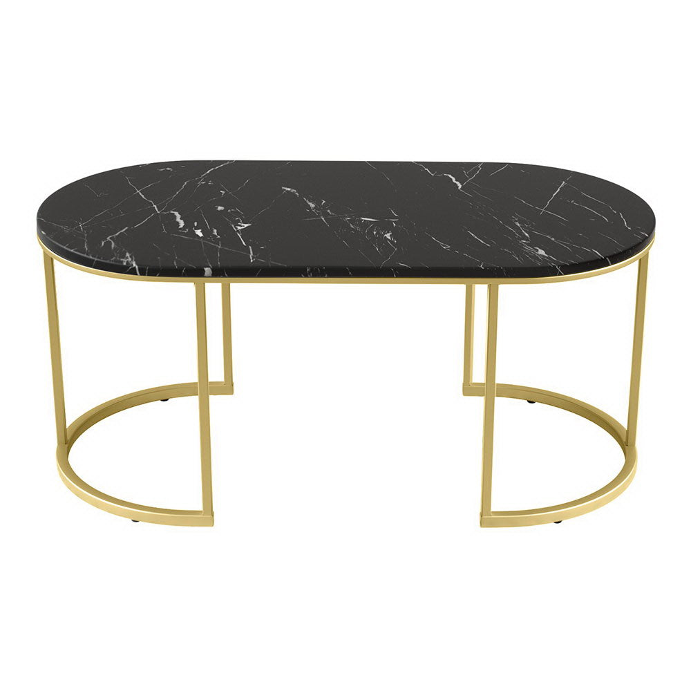 Marble Effect Coffee Table - Black & Gold