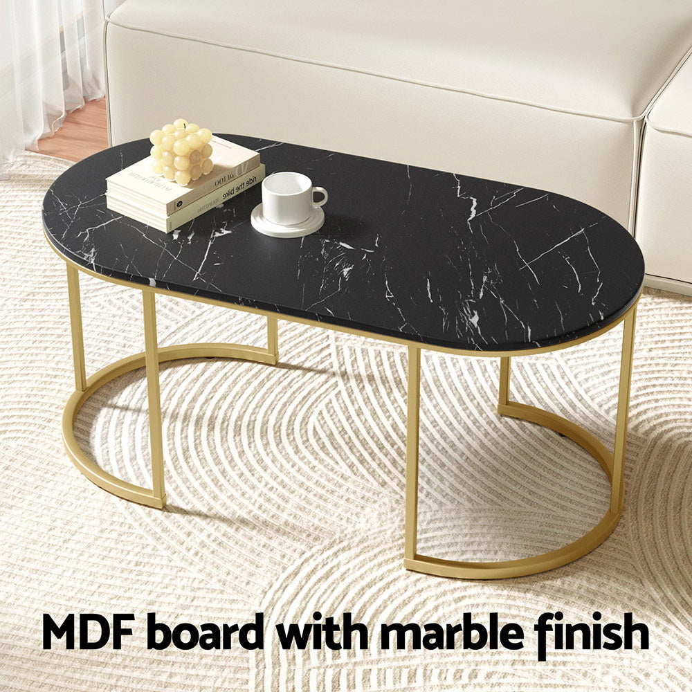 Marble Effect Coffee Table - Black & Gold - Homecoze