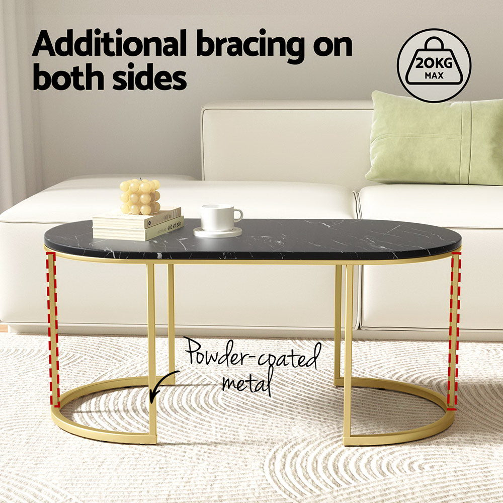 Marble Effect Coffee Table - Black & Gold - Homecoze