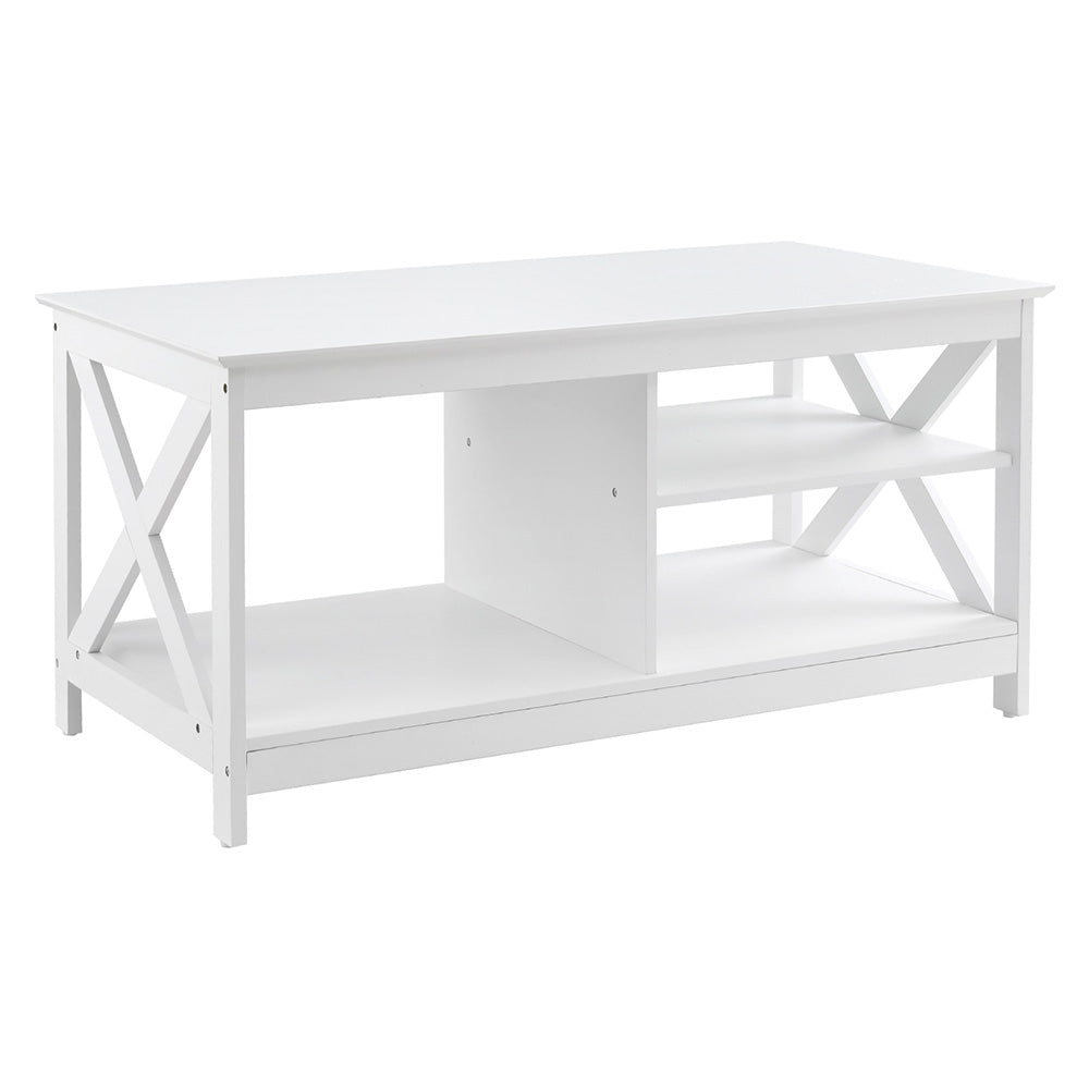Coastal Coffee Table Storage Shelf - White - Homecoze
