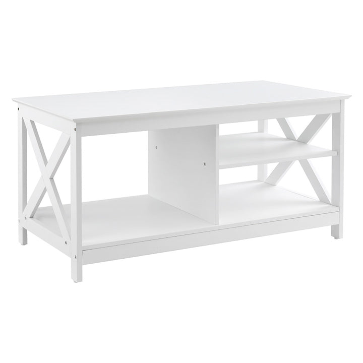 Coastal Coffee Table Storage Shelf - White - Homecoze