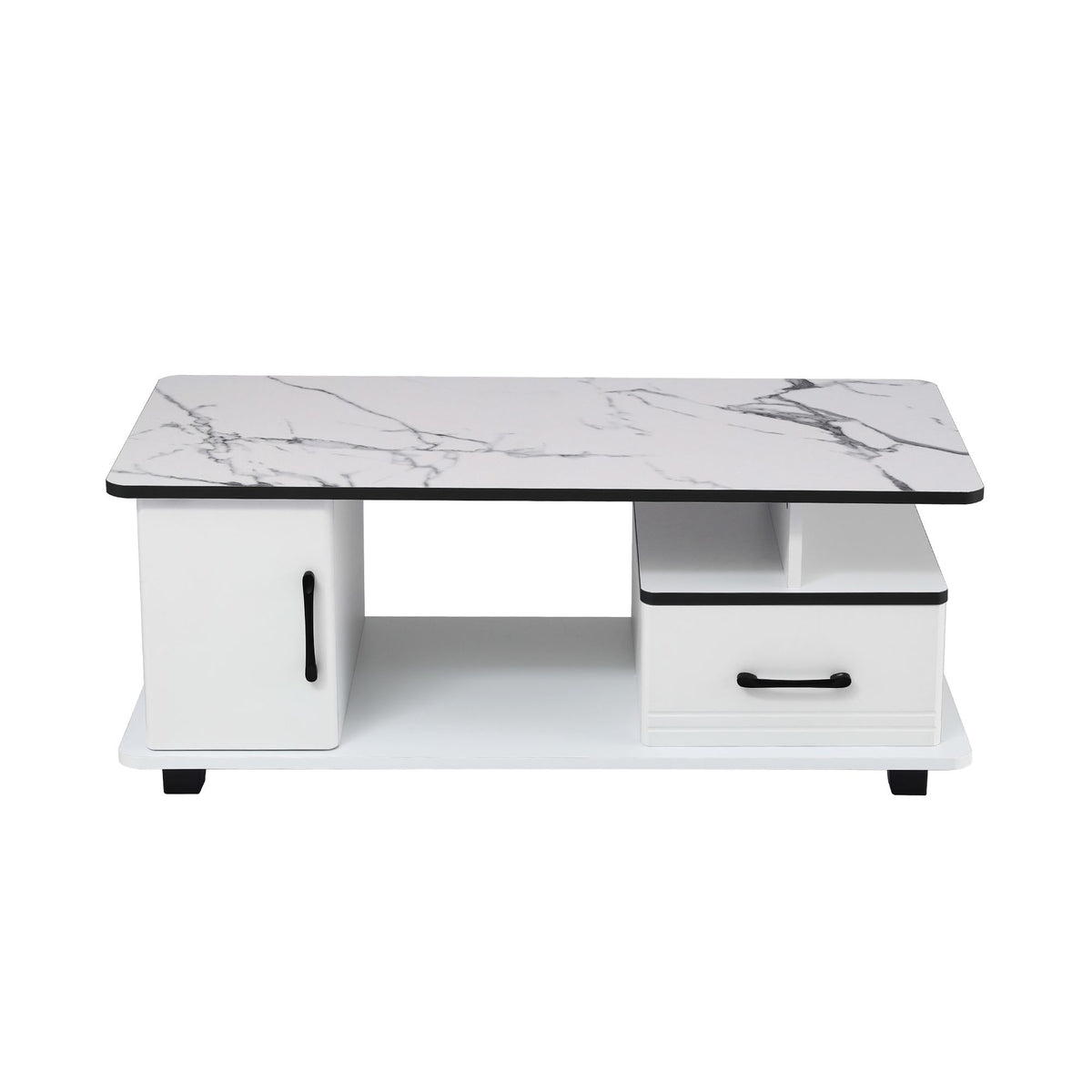 Sabine Marble-Look Storage Coffee Table 100cm – White