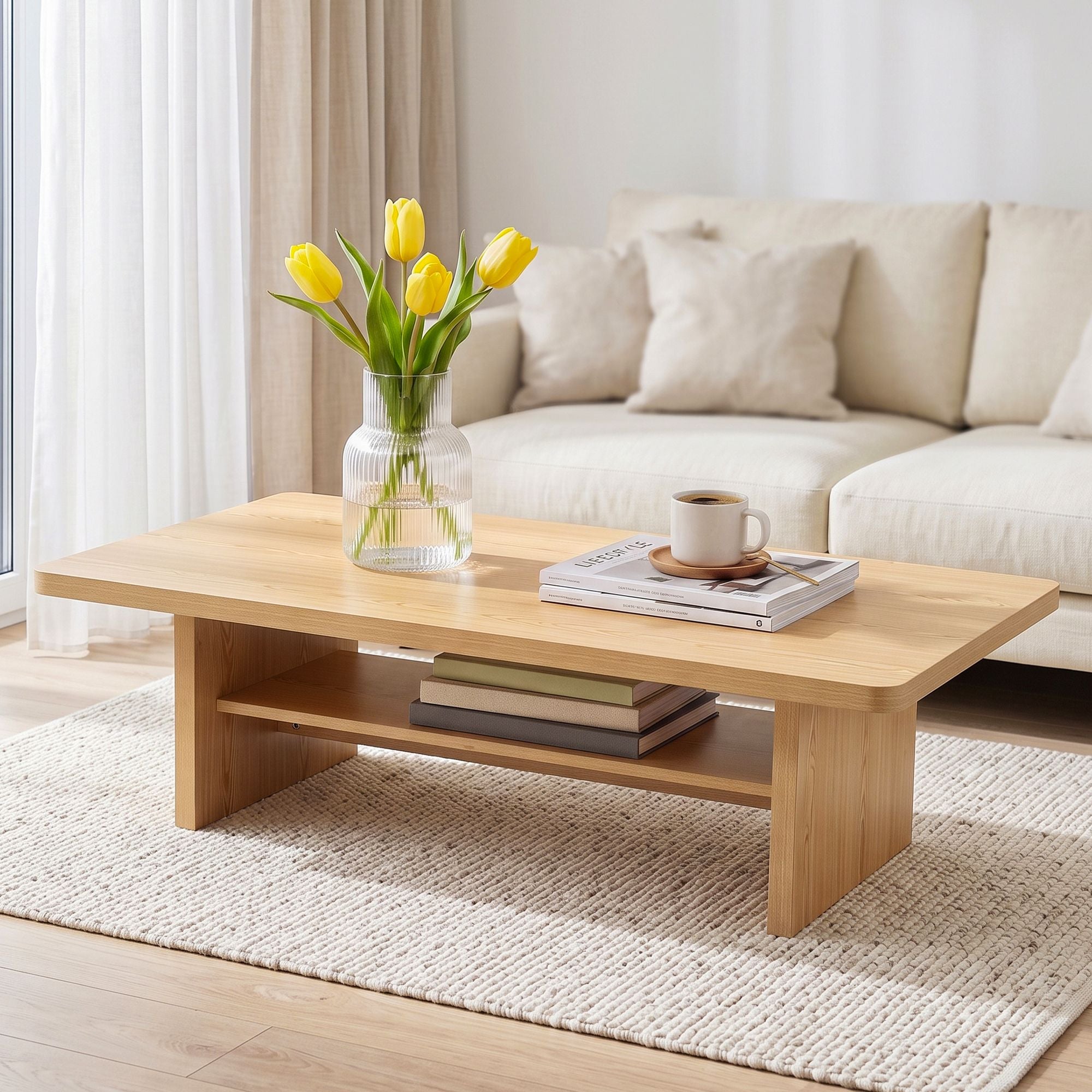 Baxter Coffee Table with Shelf 110cm – Pine