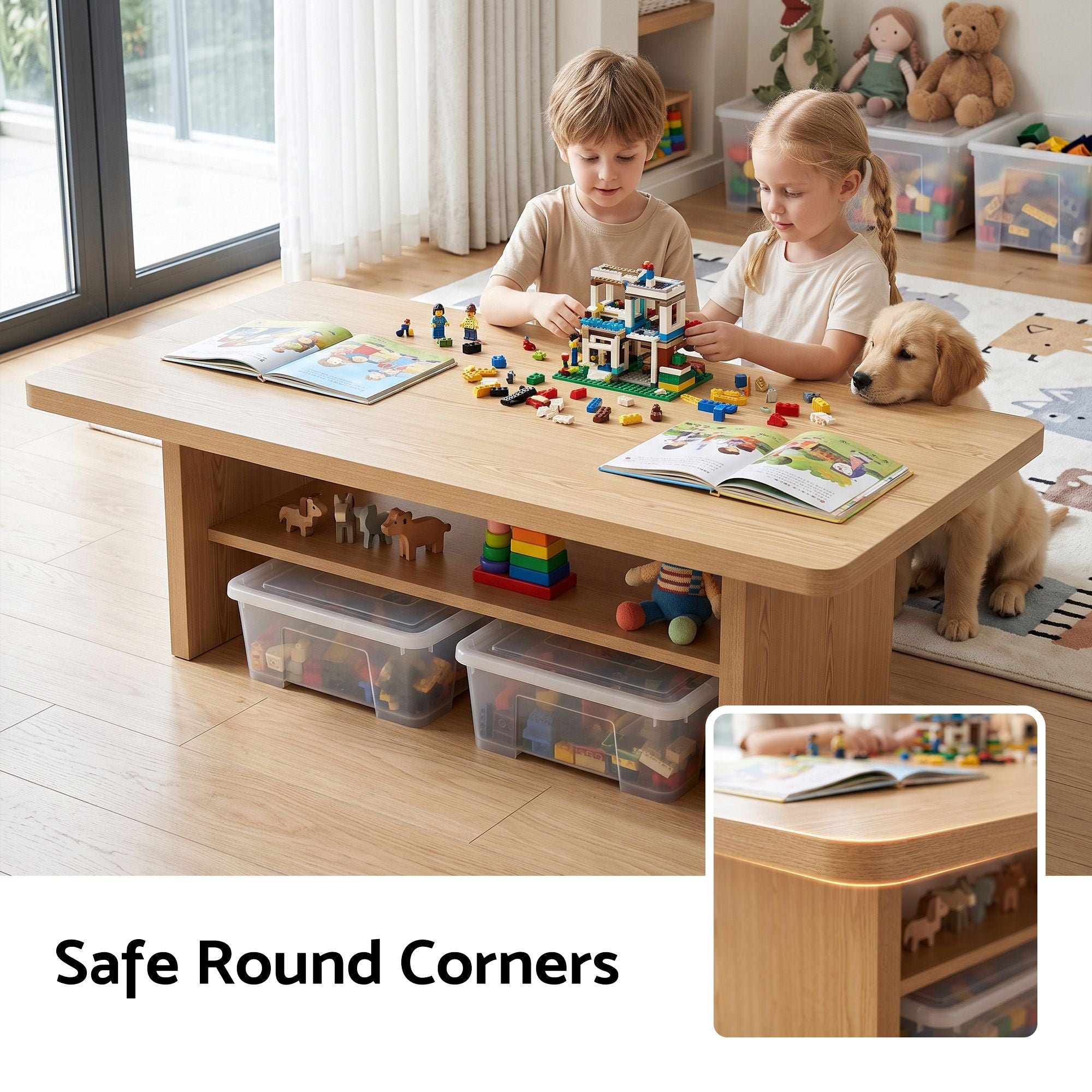Baxter Coffee Table with Shelf 110cm – Pine