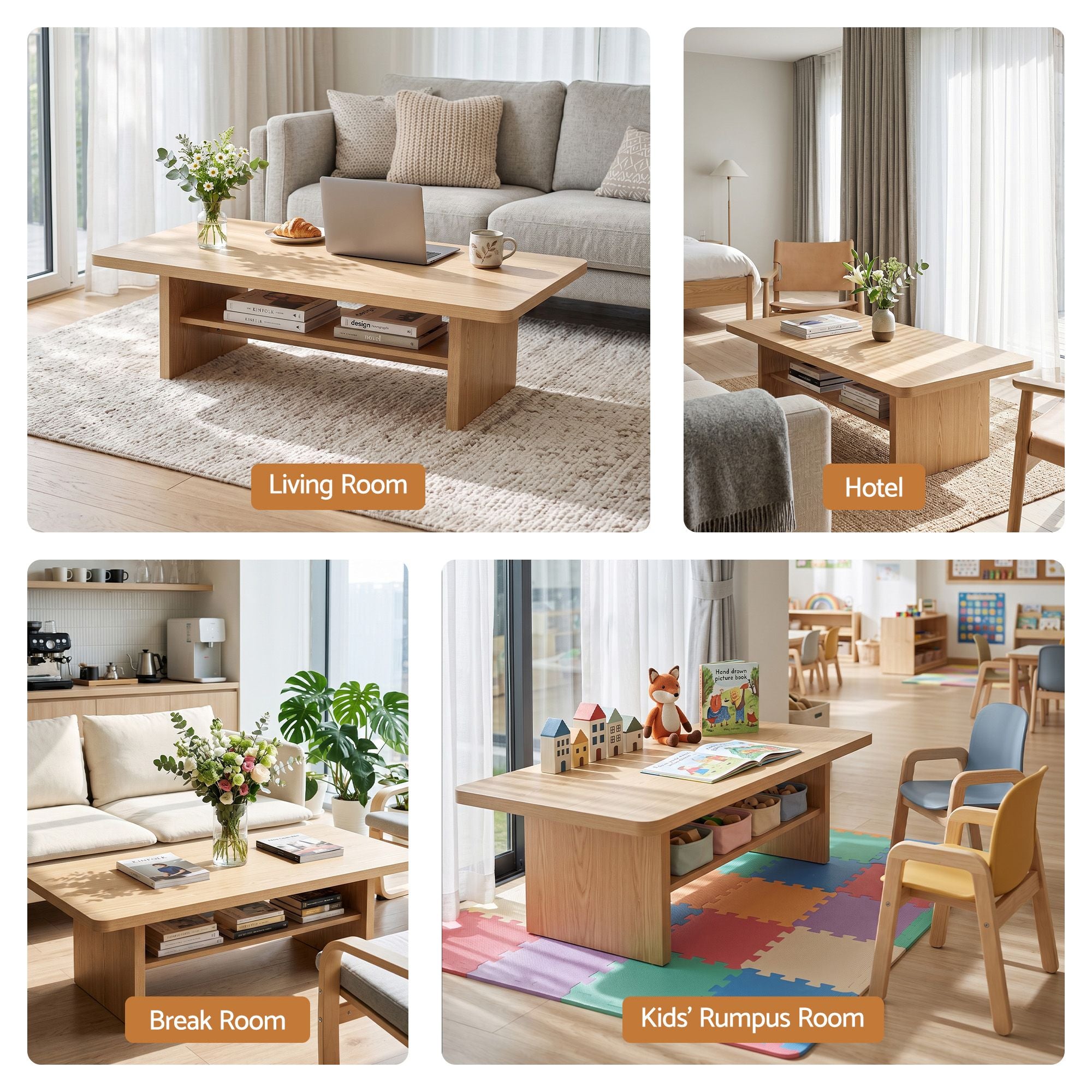 Baxter Coffee Table with Shelf 110cm – Pine