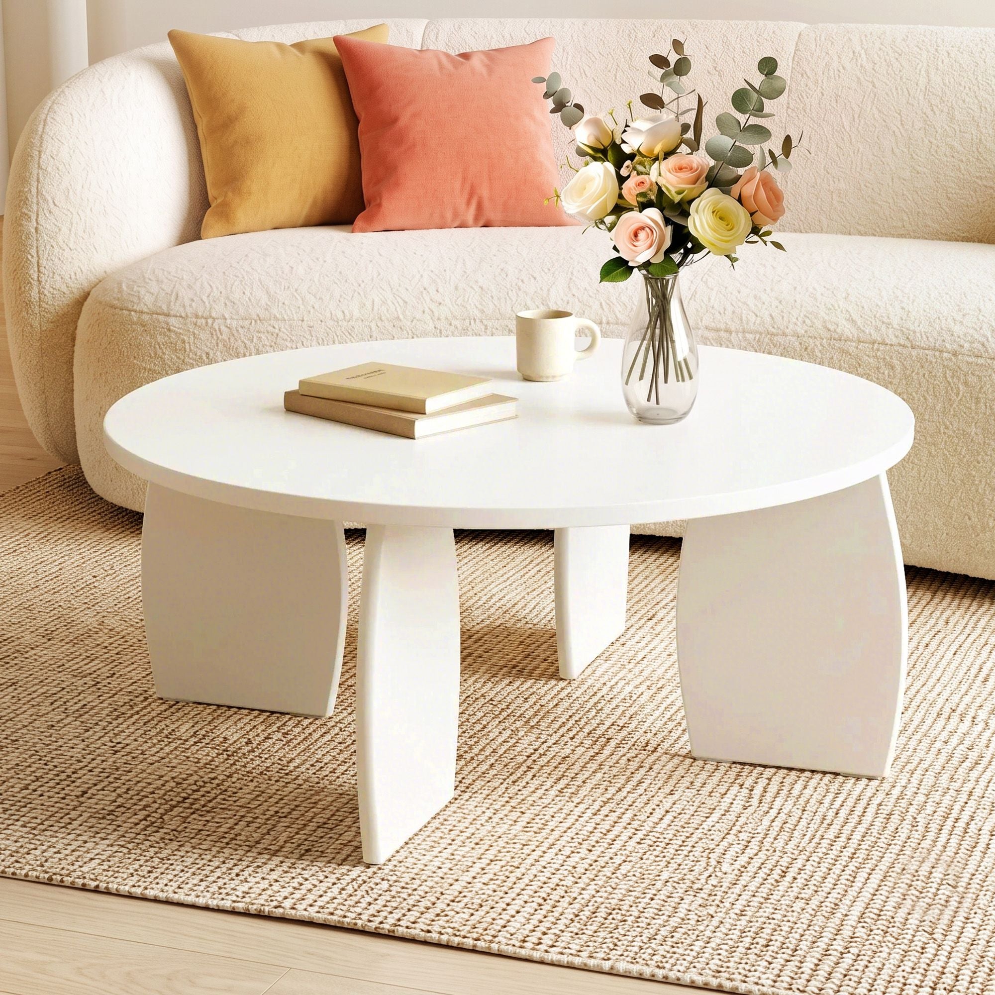 Mirelle Round Coffee Table 78cm – Cream White