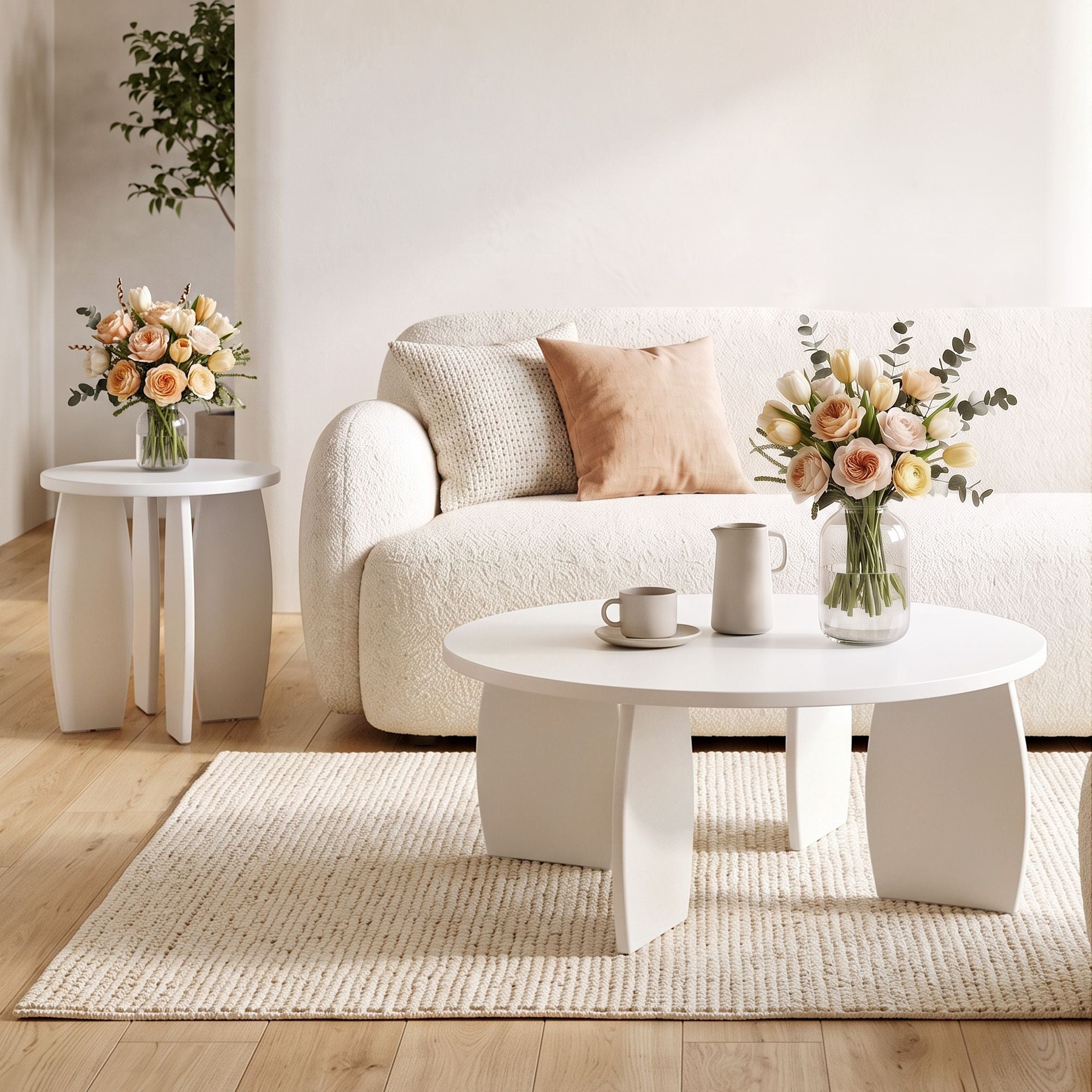 Mirelle Round Coffee Table 78cm – Cream White