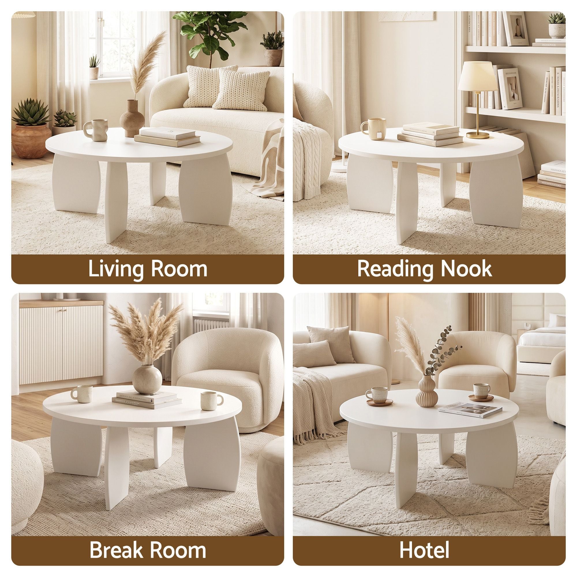 Mirelle Round Coffee Table 78cm – Cream White