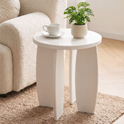 Mirelle High-Gloss Round Side Table 40cm – Cream White