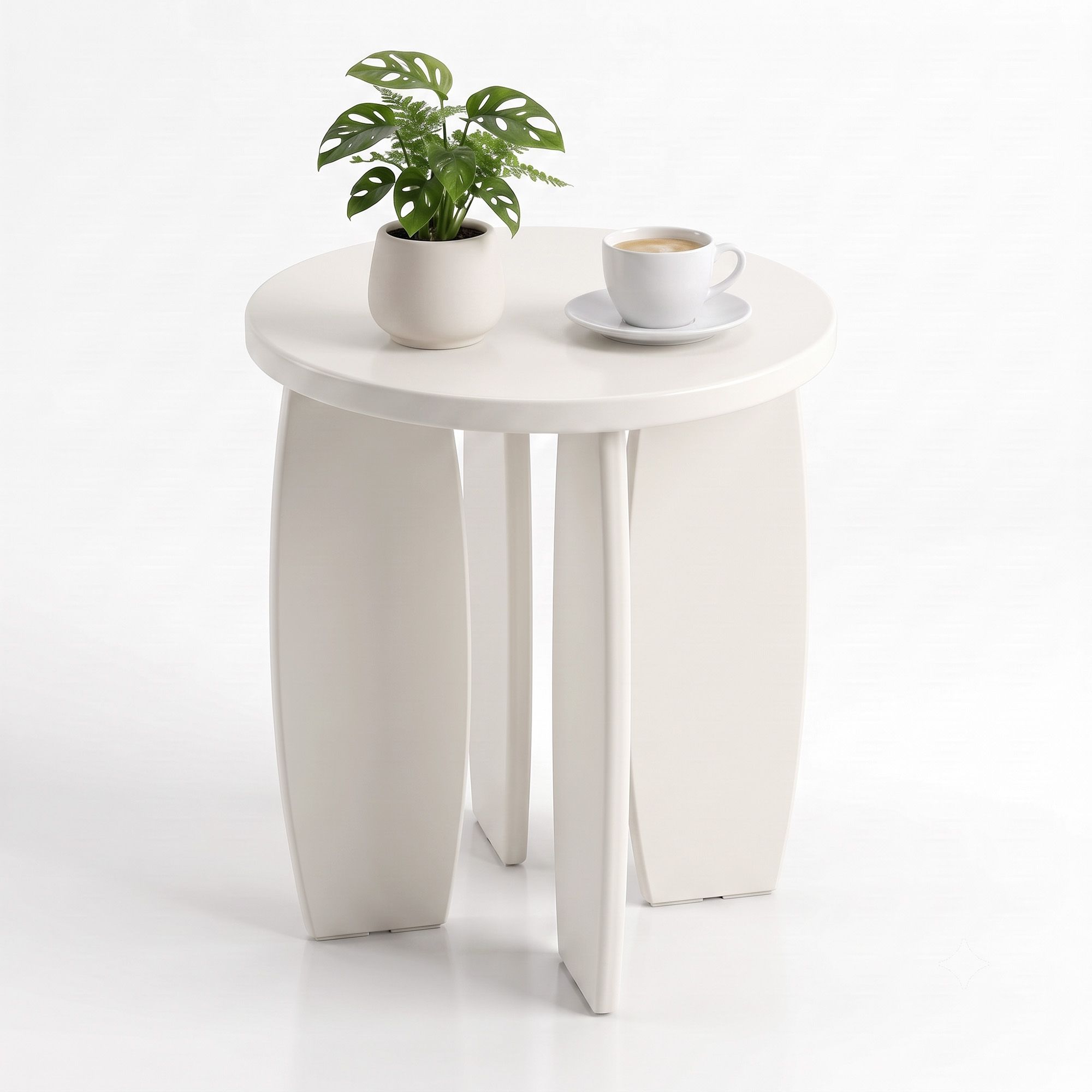 Mirelle High-Gloss Round Side Table 40cm – Cream White