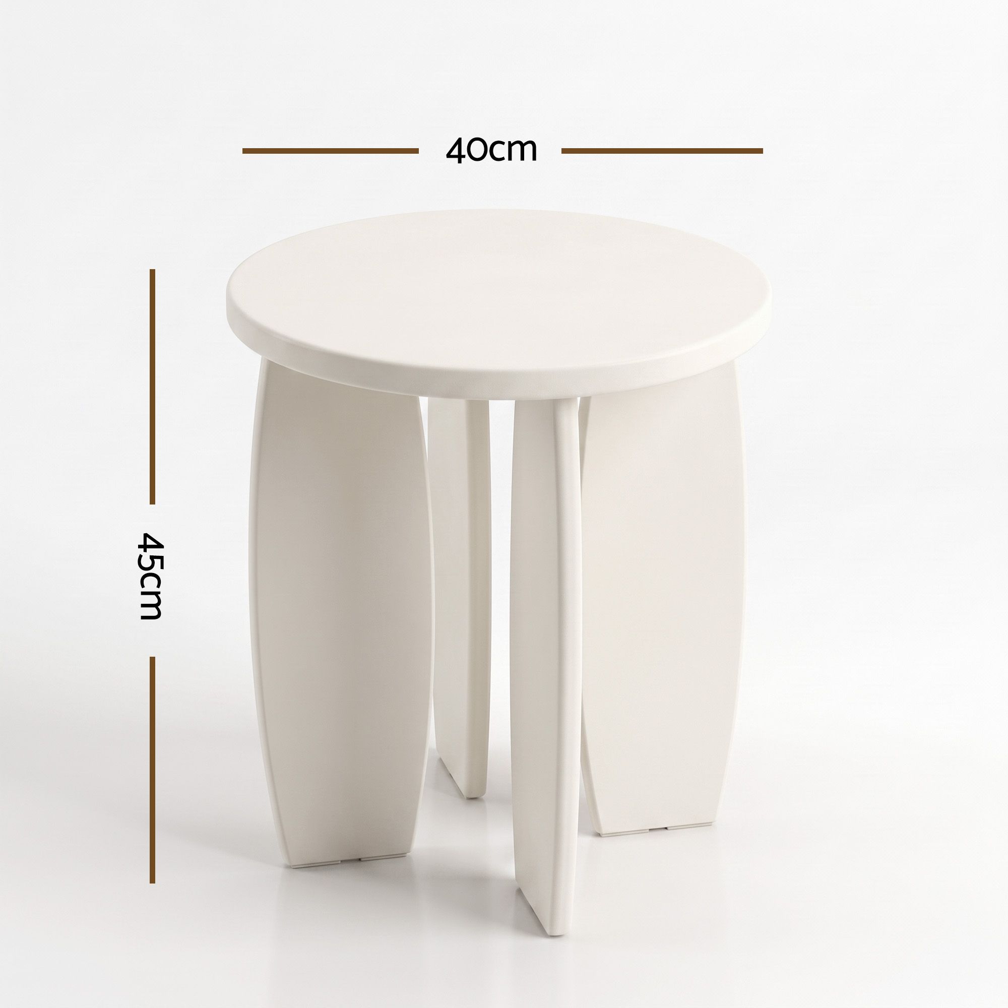 Mirelle High-Gloss Round Side Table 40cm – Cream White